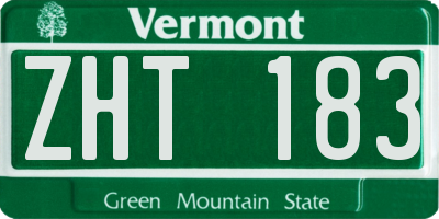 VT license plate ZHT183