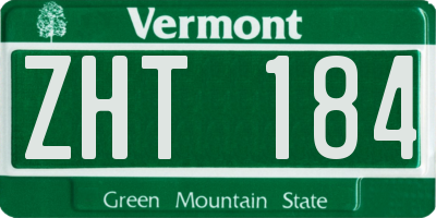 VT license plate ZHT184