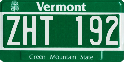 VT license plate ZHT192
