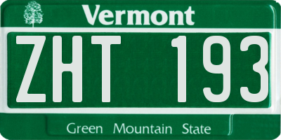 VT license plate ZHT193