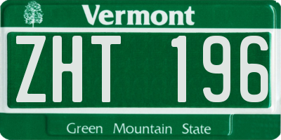 VT license plate ZHT196