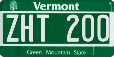 VT license plate ZHT200