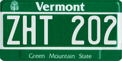 VT license plate ZHT202