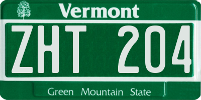 VT license plate ZHT204