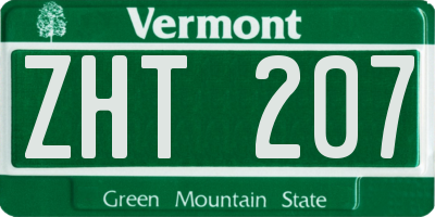 VT license plate ZHT207