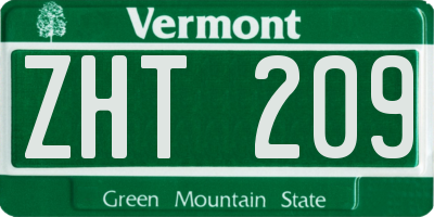 VT license plate ZHT209