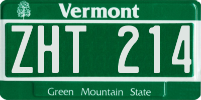 VT license plate ZHT214