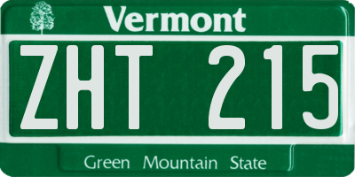 VT license plate ZHT215