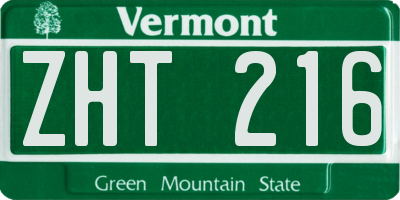 VT license plate ZHT216