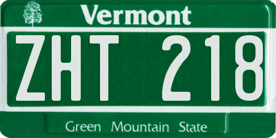 VT license plate ZHT218