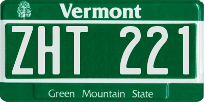 VT license plate ZHT221