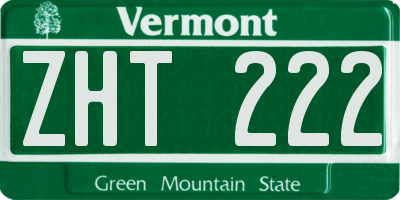 VT license plate ZHT222