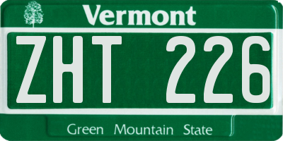 VT license plate ZHT226