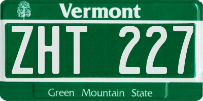 VT license plate ZHT227