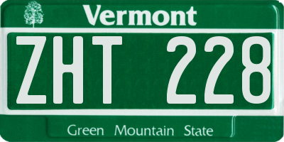 VT license plate ZHT228