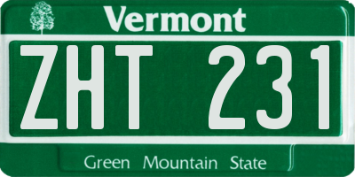 VT license plate ZHT231