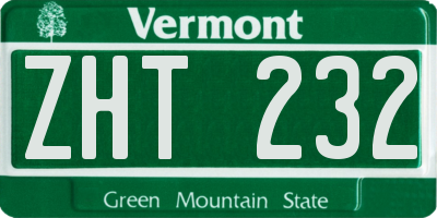 VT license plate ZHT232
