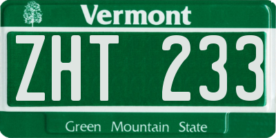 VT license plate ZHT233