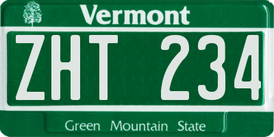 VT license plate ZHT234