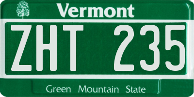 VT license plate ZHT235