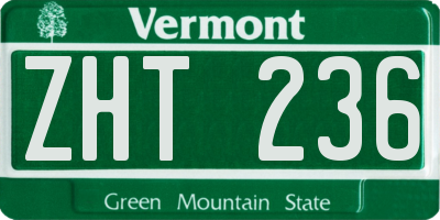 VT license plate ZHT236
