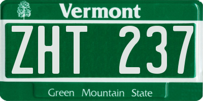 VT license plate ZHT237