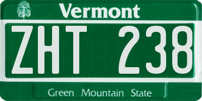 VT license plate ZHT238