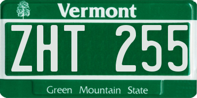 VT license plate ZHT255
