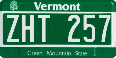 VT license plate ZHT257