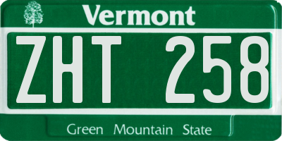 VT license plate ZHT258