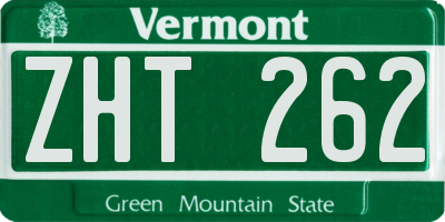 VT license plate ZHT262
