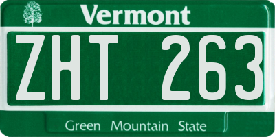 VT license plate ZHT263