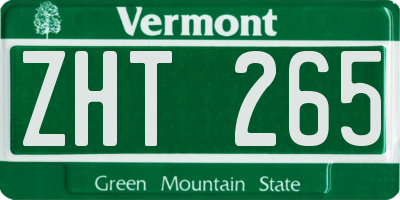 VT license plate ZHT265