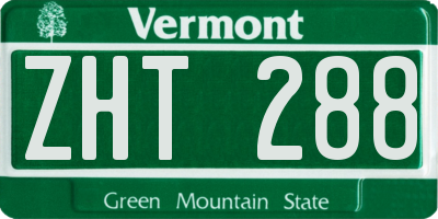 VT license plate ZHT288