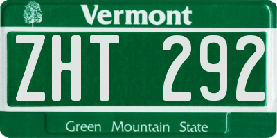 VT license plate ZHT292