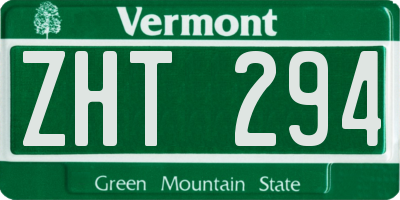VT license plate ZHT294