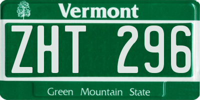 VT license plate ZHT296