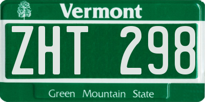 VT license plate ZHT298