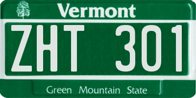 VT license plate ZHT301
