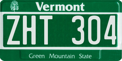 VT license plate ZHT304
