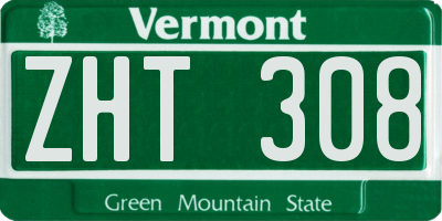 VT license plate ZHT308
