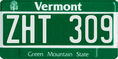 VT license plate ZHT309
