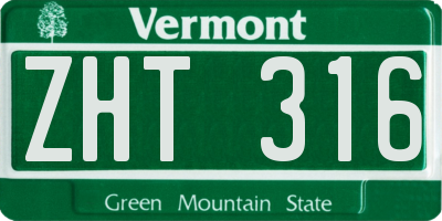 VT license plate ZHT316