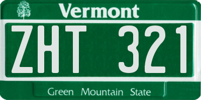 VT license plate ZHT321