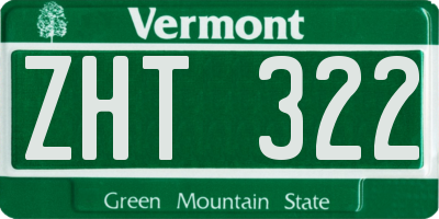 VT license plate ZHT322