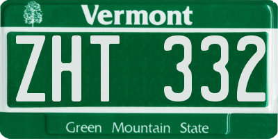 VT license plate ZHT332