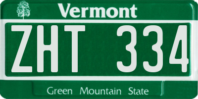 VT license plate ZHT334