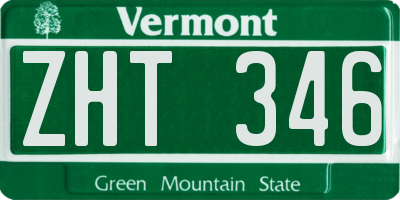 VT license plate ZHT346