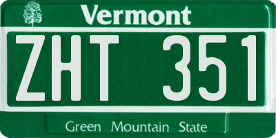 VT license plate ZHT351