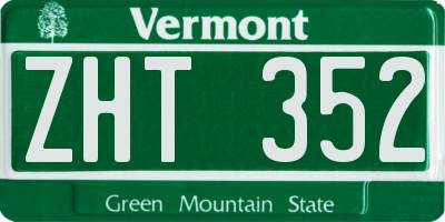 VT license plate ZHT352
